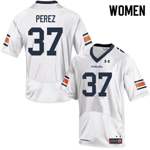 Women #37 Daniel Perez Auburn Tigers College Football Jerseys Sale-White - Click Image to Close